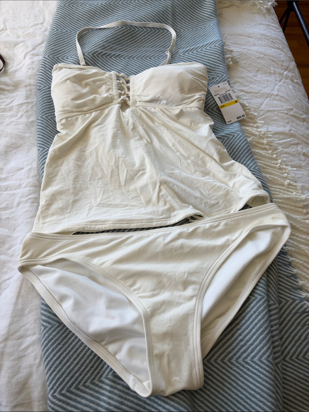 Michael Kors White Bandeau Tankini Set